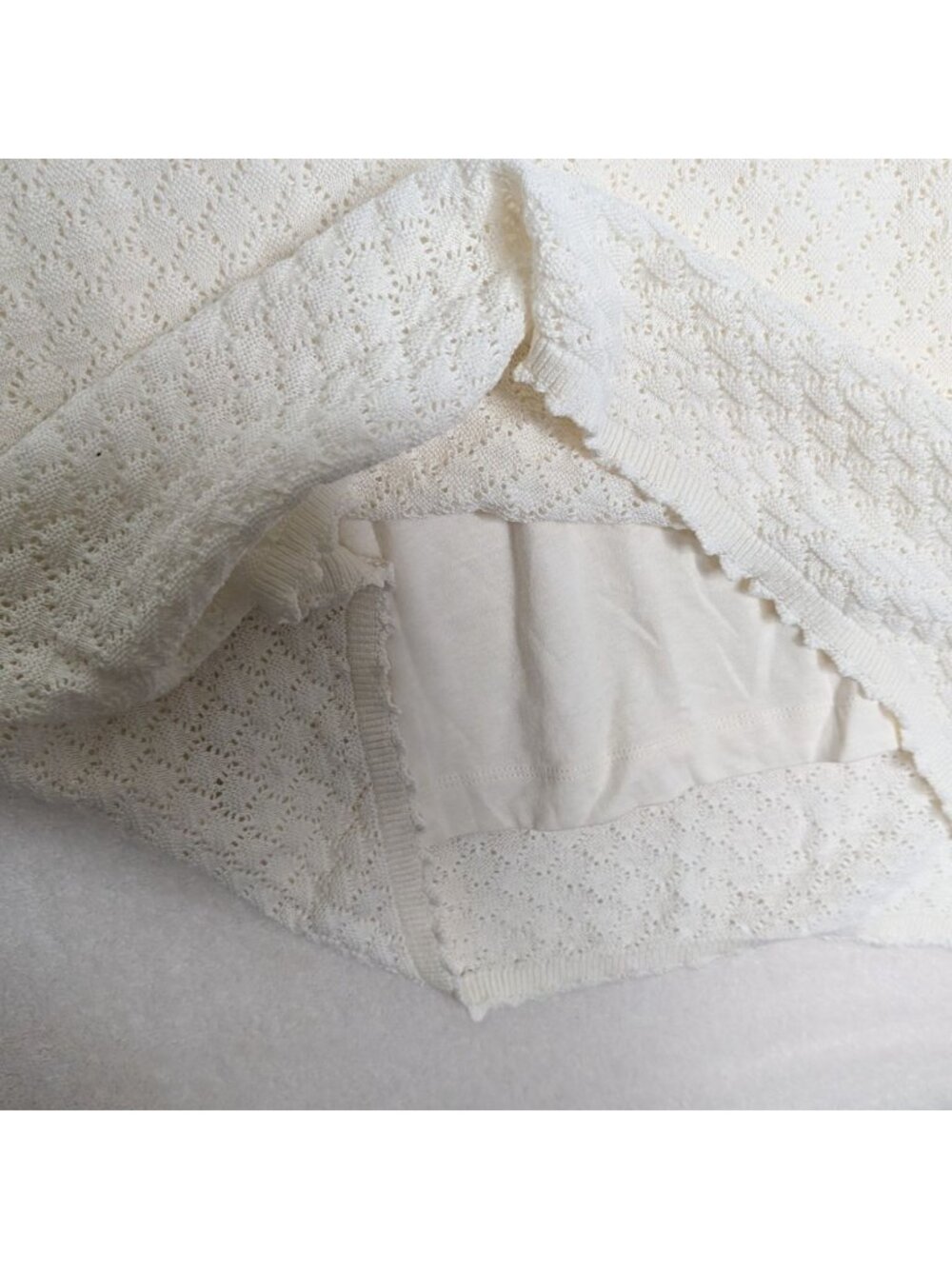 Gap Ivory Frost Pointelle Crochet Linen-Blend Mini Dress S Tall New - Picture 8 of 16